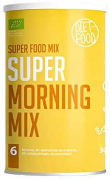 Diet-Food Superfoods Pulver - 300 Gramm Bio-Morgen Smoothie Mix - Spirulina + Maca Veggie Pulver - Frühstücks Mischung Veganes Vitamin Smoothie Pulver