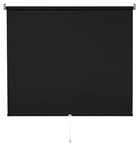 Verdunkelungsrollo Springrollo Mittelzugrollo 13 Farben klemmfix Rollo ohne Bohren Breite 62-202 cm Höhe 180 cm Fenster Vorhang blickdicht verdunkelnd klemmbar Klemmträger (142 x 180 cm / Schwarz)