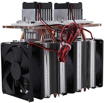 12V 144W DIY Elektronisch Halbleiter Kühlkörper, Dual Core Thermoelektrische Peltier Element Kühler Kühlsystem, DIY Mini Klimaanlage Kühlschrank Kit, inkl. Montage Kit