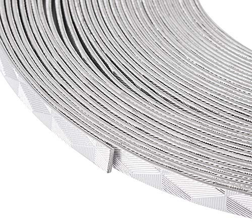 Craftdady - Filo di alluminio piatto in argento da 5 mm, pieghevole, in metallo, per perline