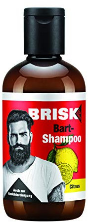 BRISK Bart-Shampoo Citrus, 150 ml, Bartpflege & Gesichtsreinigung für Männer, Bartseife für ein gepflegtes Hautgefühl & weiches Barthaar, mit Grapefruit- und Zitronenöl