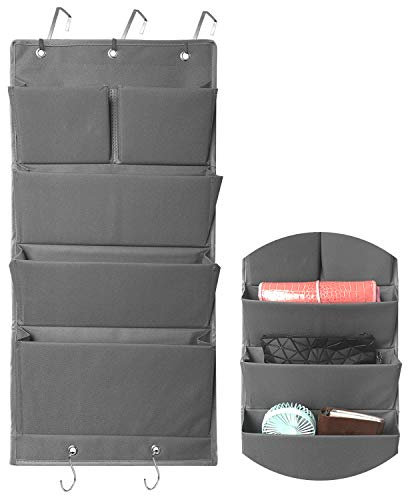 INHEMI Hängeorganizer mit 5 Großen Taschen,Tür Schrank Organizer aus Oxford Tuch,Faltbar Hängeregal,Hängeaufbewahrung für die Tür, Schlafzimmer, Büro, Kinderzimmer - Grau
