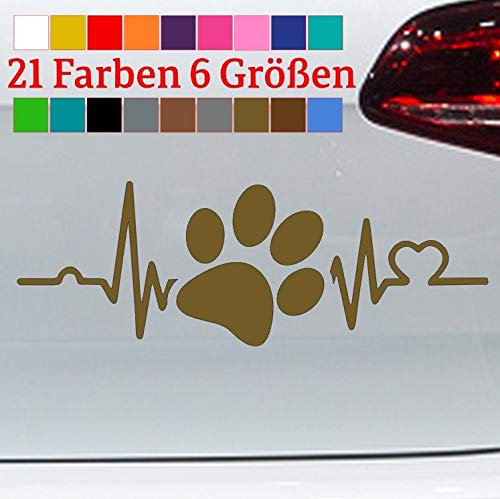 generisch Herzschlag Pfote Hunde Aufkleber Sticker Retriever Labrador Love Terrier Mops in 6 Größen und 21 Farben