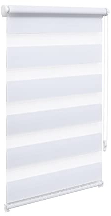 OBdeco Doppelrollo Duo Rollo Klemmfix ohne Bohren B75cm x H220cm(Stoffbreite 71 cm) Weiß für Fenster lichtdurchlässig und verdunkelnd