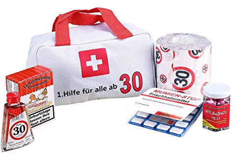 Lustapotheke® Erste Hilfe Koffer für die Frau und den Mann zum 30. Geburtstag (6-teilig) als Geschenkidee