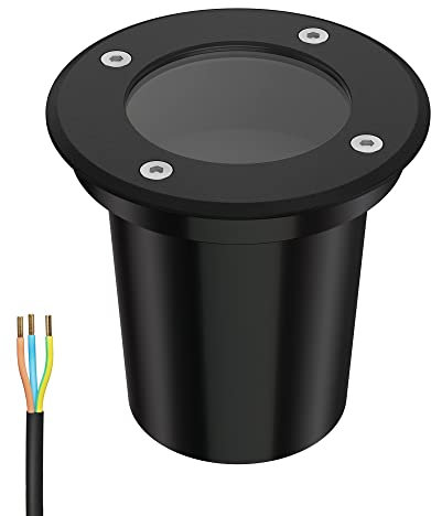 ledscom.de Bodeneinbauleuchte BOLI für außen, IP67, schwarz, rund, 108mm Ø, 1x GU10 max. 15W