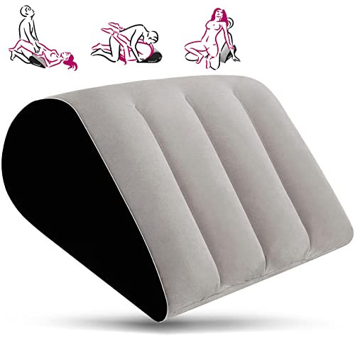 Aufblasbares Sex Kissen Sex Würfel Satz-Tragbar Dreieckskissen Keilkissen Lendenkissen Bett Zubehör Erotic Ramps Couple Geschenke-Erotikspiele Sex Spielzeug für Paare Anfänger,Männer und Frau(Grau)