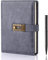WEMATE Diary with Lock, A5 PU Leather Journal with Lock 240 Pages, Vintage Lock Journal Password Protected Notebook with Pen & Gift Box, Lock Diary Planner Organizer for Men and Women, 8.6x5.8in Grey