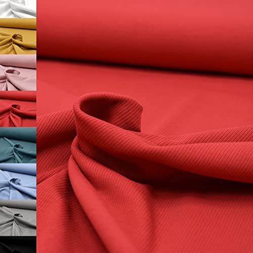 MAGAM-Stoffe Matteo Rippen Jersey Mode Stoff Meterware 50cm (08. Rot)