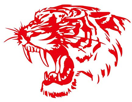 Tiger Kopf Auto 3D Aufkleber, Asudaro Lustige Pvc Aufkleber Auto Karosserie Dekoration Aufkleber 3D Personalisierte Auto Aufkleber Lustiger Realistic Aufkleber Reflektierender Autoaufkleber,rot 1