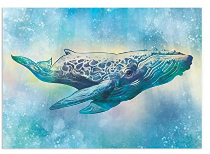 Japanisches Ukiyo-e Kunstdruck-Poster Woodblock – Buckelwal – Wanddekor (ungerahmt)