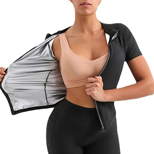 Jungerhouse Vetements de Sudation Femmes Haut de Sudation Vetement Neoprene Accélérer Transpiration Ventre Plat Anti Cellulite pour Minceur Fitness Jogging Yoga (C,2XL/3XL)