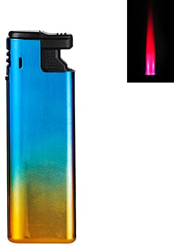 Turbofeuerzeug Rainbow Feuerzeug Gehäuse aus Metall rote Turboflamme Sturmfeuerzeug absolut windfest Gasfeuerzeug (Blau - 1 Feuerzeug)