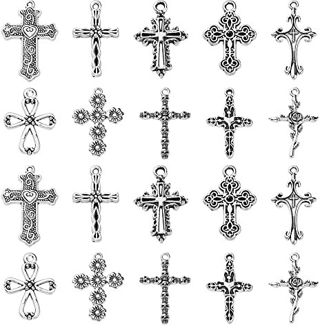 DanLingJewelry Tibetische Kreuz-Anhänger, 100 Stück, 10 Stile, für Schmuckherstellung
