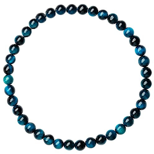 EUMENIDES Tigerauge-Armband, Farbiges Tigerauge-Armband für Frauen, 4/6MM, Qualität A (Blaues Tigerauge,6MM)