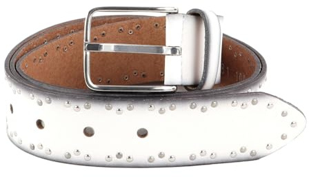 Vanzetti Leder Gürtel Denim Love 35mm Full Leather Belt W110 White weiß