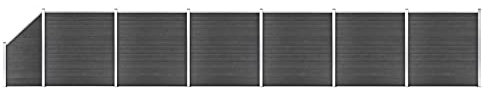 Yolola WPC Zaun Zaunelement Set WPC Sichtschutzzaun Windschutz, Zaun Gartenzaun Wpc Zaun Komplettset 1138x(105-186) cm Schwarz