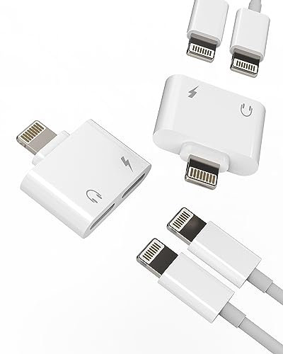 Adaptateur Lightning Jack 2en1(lot de 2)chargeur Cable Double Prise Accessoire Ecouteur Iphone Certifié Apple MFI Adaptador Voiture Casque Audio pour 14 13 12 11 Pro Max 7 8 Plus X Ipad 2 Splitter AUX