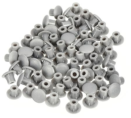 QUARKZMAN 5mm Lochstopfen x 100Stk Plastik Bündig Typ Paneel Rund Lochstopfen für Möbel Stuhl Bücherregal Schrank Regale [Grau]