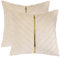 Tosleo 2 Stück Samt Kissenbezüge 45x 45 cm Dekorative Kissenhülle mit Gold Leder Luxus Moderne für Wohnzimmer Schlafzimmer Sofa Kissen Bett Creme