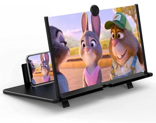 Honbuty 14 Screen Magnifier for Smartphone –3D HD Mobile Phone Magnifying Projector Screen Enlarger for Movies, Videos, and Gaming–Foldable Phone Stand with Screen Amplifier–Supports All Cell Phone