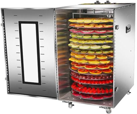 16-Schicht Dörrgerät Dörrautomat Kommerziell Maschine Für Getrocknete Früchte Mit Timer Und Temperaturregelung Obsttrockner Maschine Elektrisch Rotierend Masche Zum Trocknen Von Obst Fleisch & Gemüse