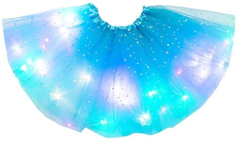 YEBIRAL Damen Tüllrock 3 Lagig Tutu Rock mit LED Lichter Kleid Tütü für Party Ballett Tanzen Kleid Erwachsene Teenager Minirock Ballettrock Tanzkleid Karneval Kostüm 40CM/60CM