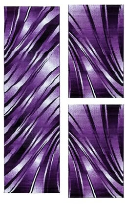 Carpetsale24 Bettumrandung Schlafzimmer 3 teilig Kurzflor Teppich Violett Bettvorleger Schlafzimmer Bettset: 2 St. 80x150 cm | 1 St. 80x300 cm - Flauschiger Teppich Läuferset Weich Moderne Design