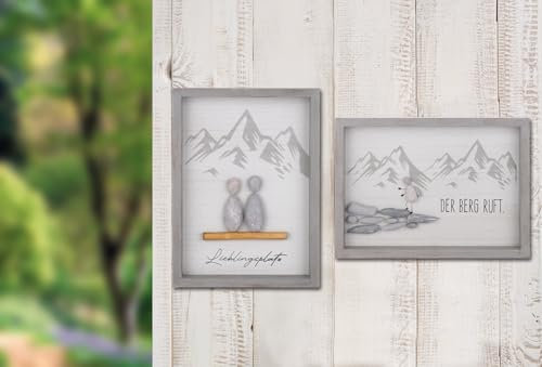 GILDE Steinbild Lieblingsplatz/Berg 51825 - Bilderrahmen, Weiß, Vertikal, Rechteckig, Unbehandelt, Wandmontage