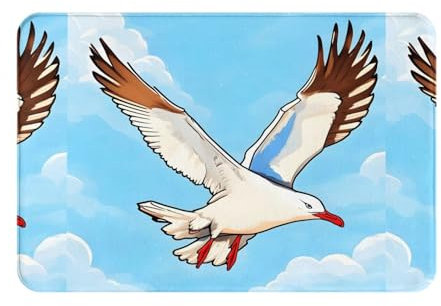 MYGANN Waschlappen, Motiv: fliegende Möwen, saugfähig, rutschfest, 60 x 40 cm, für Innen- und Außenbereich, Heimbüro, Dekoration