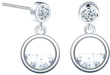MOOFUN Zirkon Meeresspiegel Ohrstecker Damen Ohrringe Stecker 925 Silber Ohrring Rund Meeres Silber Ohrschmuck für Mama Beste Freundin Teenager Mädchen Schwester Frauen Geschenk Geburtstagsgeschenk