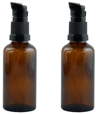 Lot de 2 flacons à Pompe vides en Verre ambré de 100 ML - Flacons à Pompe Rechargeables pour huiles essentielles, shampooing, Maquillage, crème de Voyage, pour Produits de Toilette nettoyants pour Le
