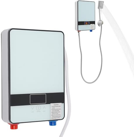 EU CE Durchlauferhitzer Elektrischer 220V Küche 6.5KW, Druckloser Klein-Durchlauferhitzer mit Warmwasser bis 55 °C, Durchlauferhitzer Dusche für Waschbecken oder Küchenspülen (29x19x6.5cm)