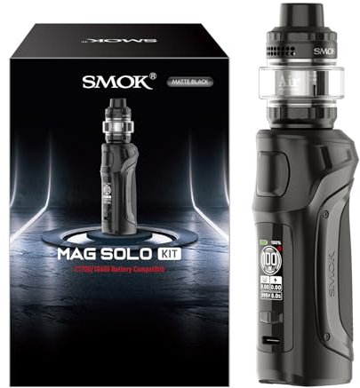 SMOK Mag Solo Box Mod Kit 100W Vape Gerät 21700 18650 Akku Nicht Enthalten T-Air Subtank 5ml Leakproof Top-Fill TA Coil 0.2Ω 0.4Ω Type-C Schnellladung TFT Display Ohne Nikotin Schwarz