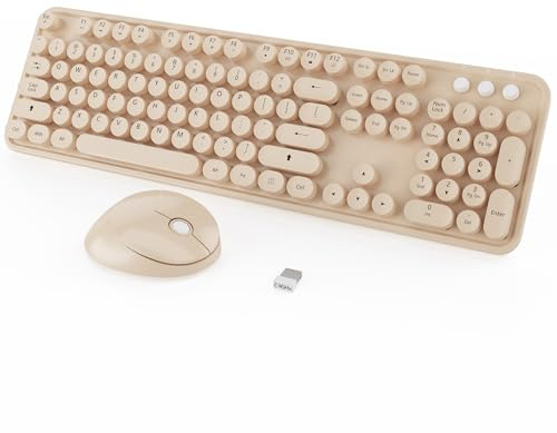 Kootop, tastiera senza fili, con 104 tasti colorati, stile retrò con macchina da scrivere, per PC, laptop, desktop, finestre, tastiere di casa e ufficio