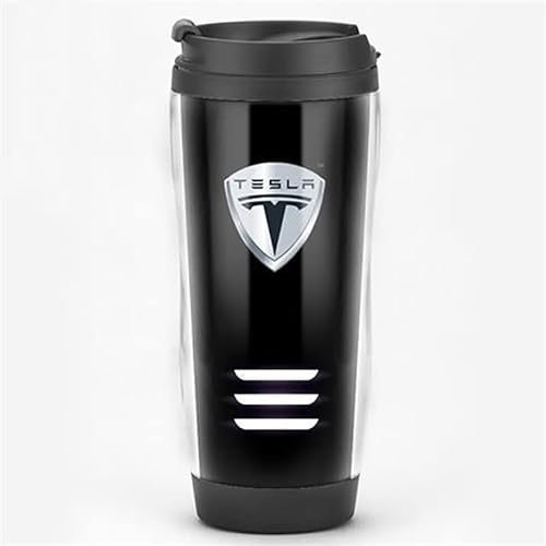 Auto-Wasserbecher,Für Tesla Model 3 2017-2019 Auslaufsicherer tragbar Reisebecher individuelles Auto-Emblem Geschenk Souvenir Auto Zubehör,A