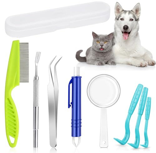 FePen Pinzas Garrapatas, Pinzas para Garrapatas para Perros 8 en 1, Pinzas Garrapatas Humanos, Pinzas Antigarrapatas, Tarjeta de Garrapatas