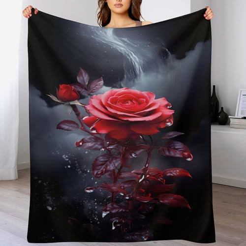 PAZZK Rose Decke Fleecedecke Geschenk Damen Männer Mädchen Jungen Vier Jahreszeiten Super Weich Und Bequem Plüschdecke Sofa Schlafsofa Büro（150×200cm）