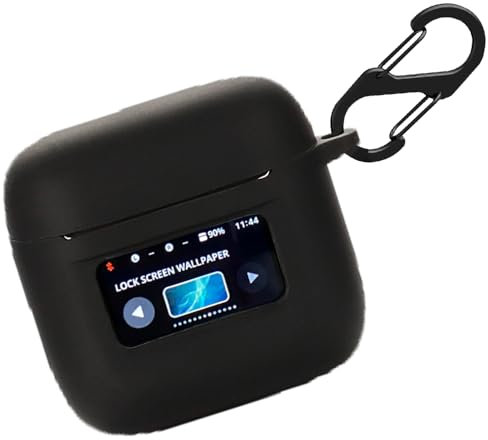 BIIULHCI Silikon Hülle für JBL Tour Pro 2 Tasche, Stoßfeste Schutzhülle und Haut Protective Case Cover mit Karabiner, 360° Schutz, Ladeöffnung (Schwarz)