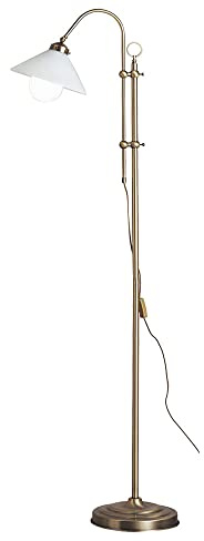 Standleuchte Stehlampe Wohnzimmer höhenverstellbar Lampe stehend, Bogenlampe Metall, altmessing, Kabelschalter, E27, H 145-170 cm