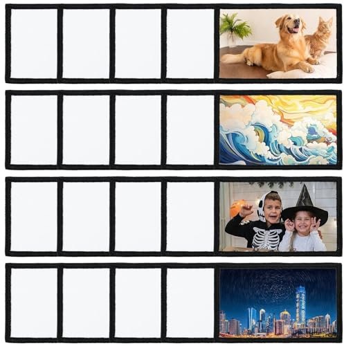 20 parches de sublimación en blanco con impresión en caliente para sombrero, parche bordado de tela, parches de planchado, manualidades, mochilas, ropa (marco negro, fondo blanco)