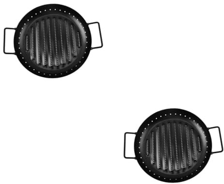 PRETYZOOM 2st Grillplatte Koreanische Griddlepfanne Praktischer Grill Antihaftbeschichtete Grillpfanne Bulgogi-grillpfanne Tischgrillpfanne Rund Backen Grillzubehör Blech Rostfreier Stahl