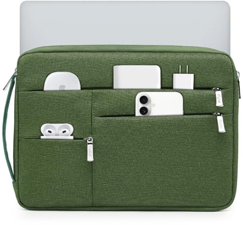 HYZUO 13.3-14 Inch Laptop Sleeve Bag for MacBook Pro 14, MacBook Air/Pro 13, 13.8/13.5 Surface Laptop/Book, Portable NoteBook Case for 13 HP Dell Lenovo ThinkPad Asus Acer Samsung, Grass Green