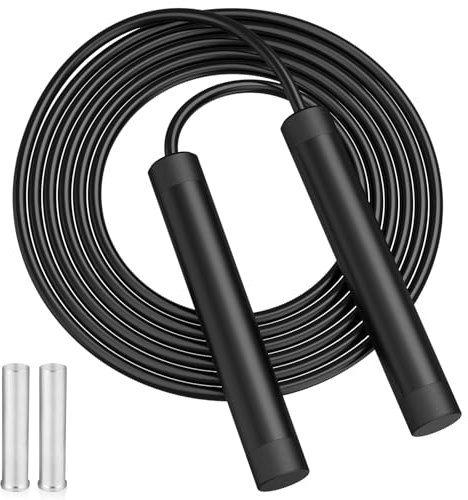 Weighted Jump Rope for Men, Tangle-Free Adjustable Skipping Rope with Metal Handles and Ball Bearings, Workout Jumping Rope for Women, Adult Fitness Exercise