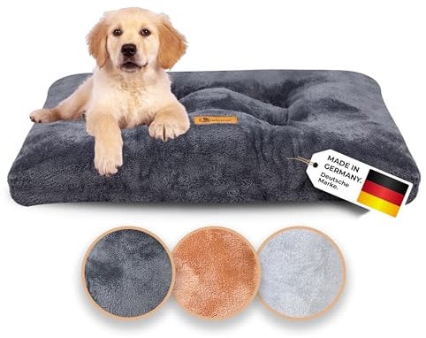 Belune® Hundekissen Deluxe [Dunkelgrau, L (130cm x 80cm x 15cm)] - waschbar, Hundebett große Hunde, Hundekissen große Hunde