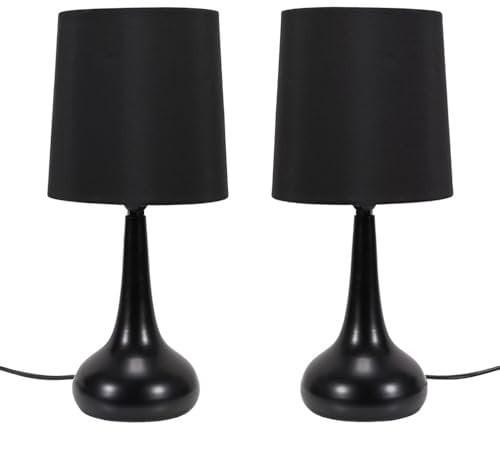 ValueLights | Black Teardrop Touch Dimmer Table Lamps with Black Shade | Table Lamps, Home Décor & Improvement Essential