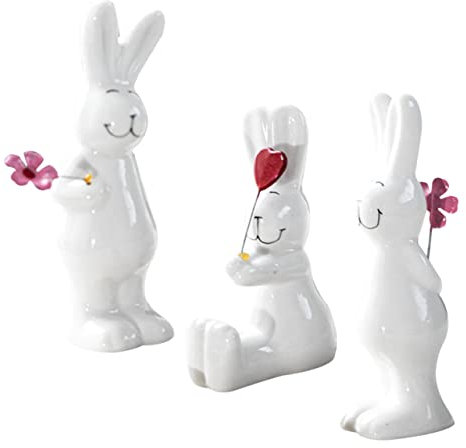 Cabilock 12 STK Kaninchen-Verzierung Dekoration Schlafzimmer Bedroom Decor Hasenspielzeug für Kinder Vierter Juli GNOME Figur Hasenförmige Dekorationen kleine Hasenspielzeuge Keramik Weiß