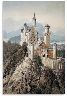 LNLEXTAR Adolf Hitler Neuschwanstein Castle Art Poster Dekorative Malerei Leinwand Wandkunst Wohnzimmer Poster Schlafzimmer Malerei,Wandkunst Bilddruck Moderne Familienzimmer Dekor 12x18inch(30x45cm)