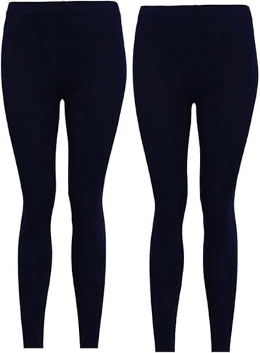Panzy 2 Pack Girls Basic Black Stretchy Casual Leggings and Thermal Winter Leggings for Girls Size 5-13 yrs