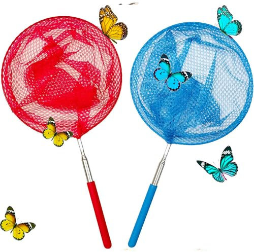 katmerio 2er-Pack Teleskop Kinder Kescher, Kinder Fischernetz Fangnetz Ausziehbar Schmetterlingsnetz,Ideal Zum Fangen von Insekten Angeln Outdoor Gartenaktivitäten Natur Wissenschaft Exploration Werkz